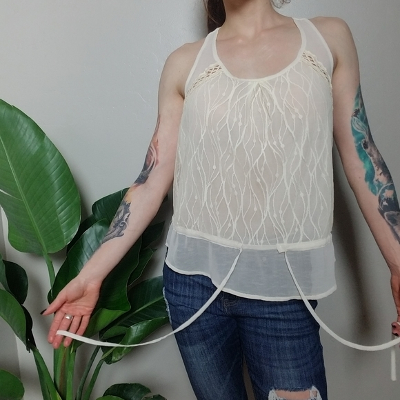 Sheer off white tank festival wear - Picture 6 of 6
